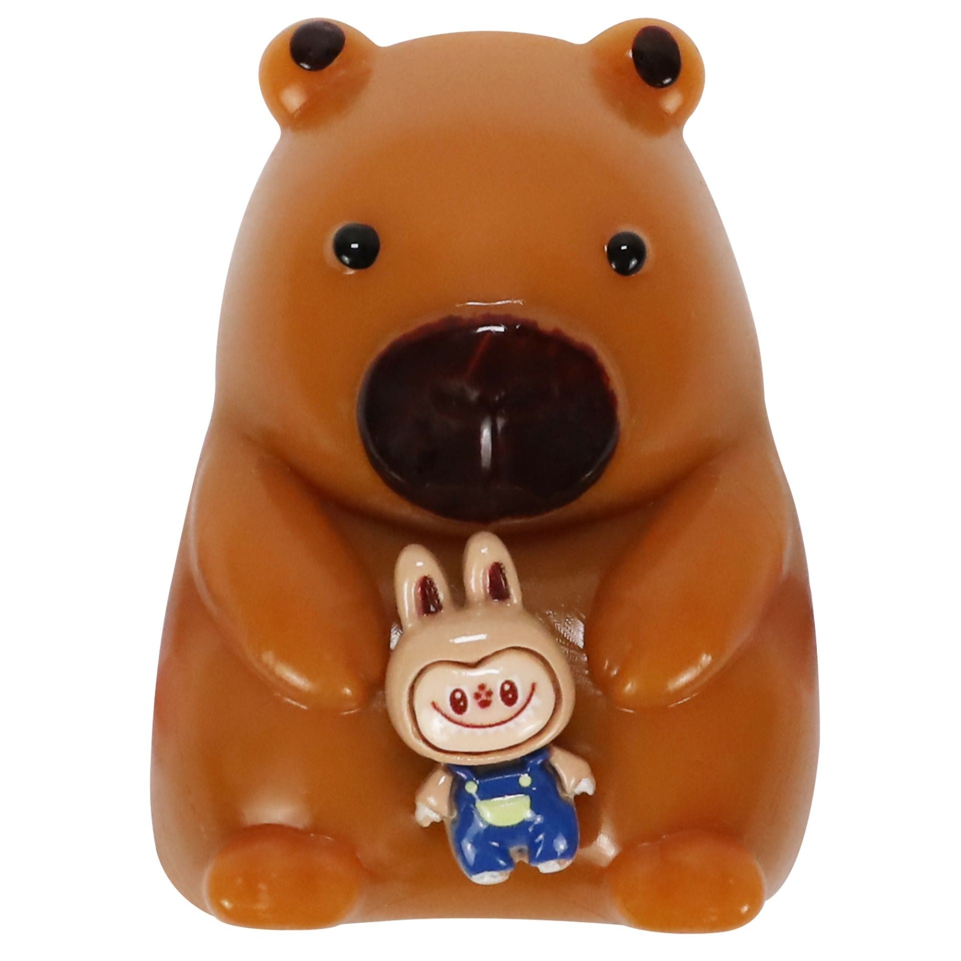 Jucarie Antistres Squishy, Flippy, cu Revenire Lenta, Squeeze Pinch Family, Model Urs, Ambalaj Transparent, 4.5 x 7.2 cm, Maro