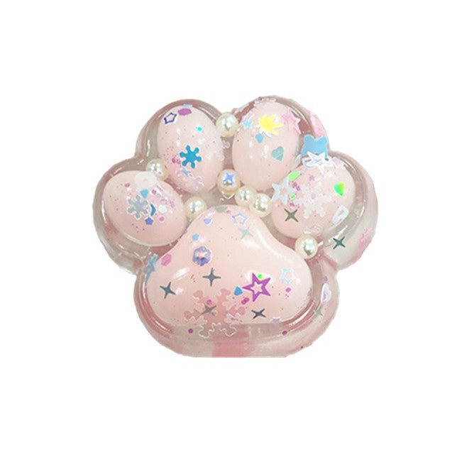 Jucarie Antistres Squishy, Flippy, cu Revenire Lenta, Squeeze Pinch Family, Model Cat Paw, Model cu Perlute, Ambalaj Transparent, Multicolor