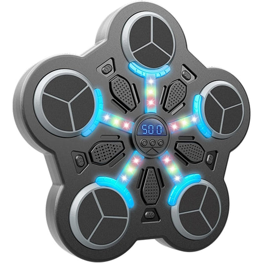 Jucarie de Boxat cu Muzica si Lumini, Flippy, Manusi Incluse, Bluetooth, Incarcare USB, Aplicare cu Ventuze, 5 Tinte, 33x33x4.5 cm, 930 g, Negru