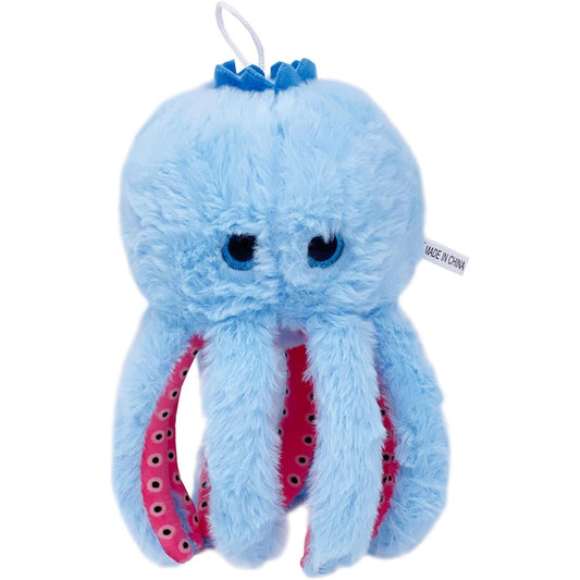 Jucarie Moale de Plus Italian Brainrot, Flippy, cu Agatatoare, Model Blueberrini Octopussini, Jucarie Moale pentru Copii, 13 x 22 cm, Albastru/Roz