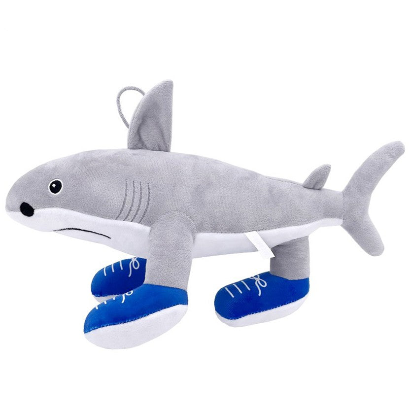 Jucarie Moale de Plus Italian Brainrot, Flippy, cu Agatatoare, Model Rechin cu Picioare Tralalero Tralala, Jucarie Moale pentru Copii, 35 x 24 cm, Gri