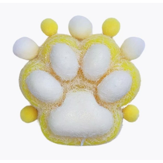 Jucarie Interactiva Squishy, Flippy, Model Cat Paw, Squeeze Pinch Family, Revenire Lenta, din TPR, +3 Ani, 7.5 cm, Textura Puf, Galben