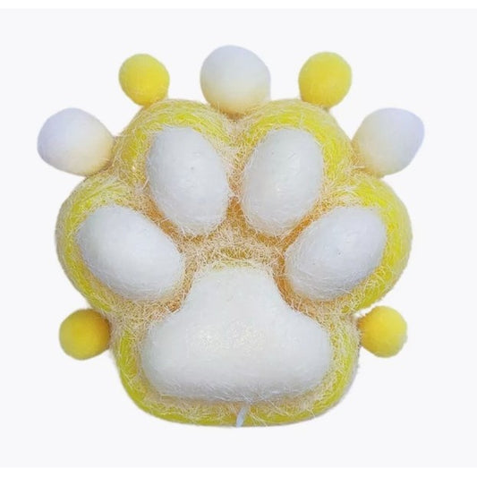 Jucarie Interactiva Squishy, Flippy, Model Cat Paw, Squeeze Pinch Family, Revenire Lenta, din TPR, +3 Ani, 7.5 cm, Textura Puf, Galben