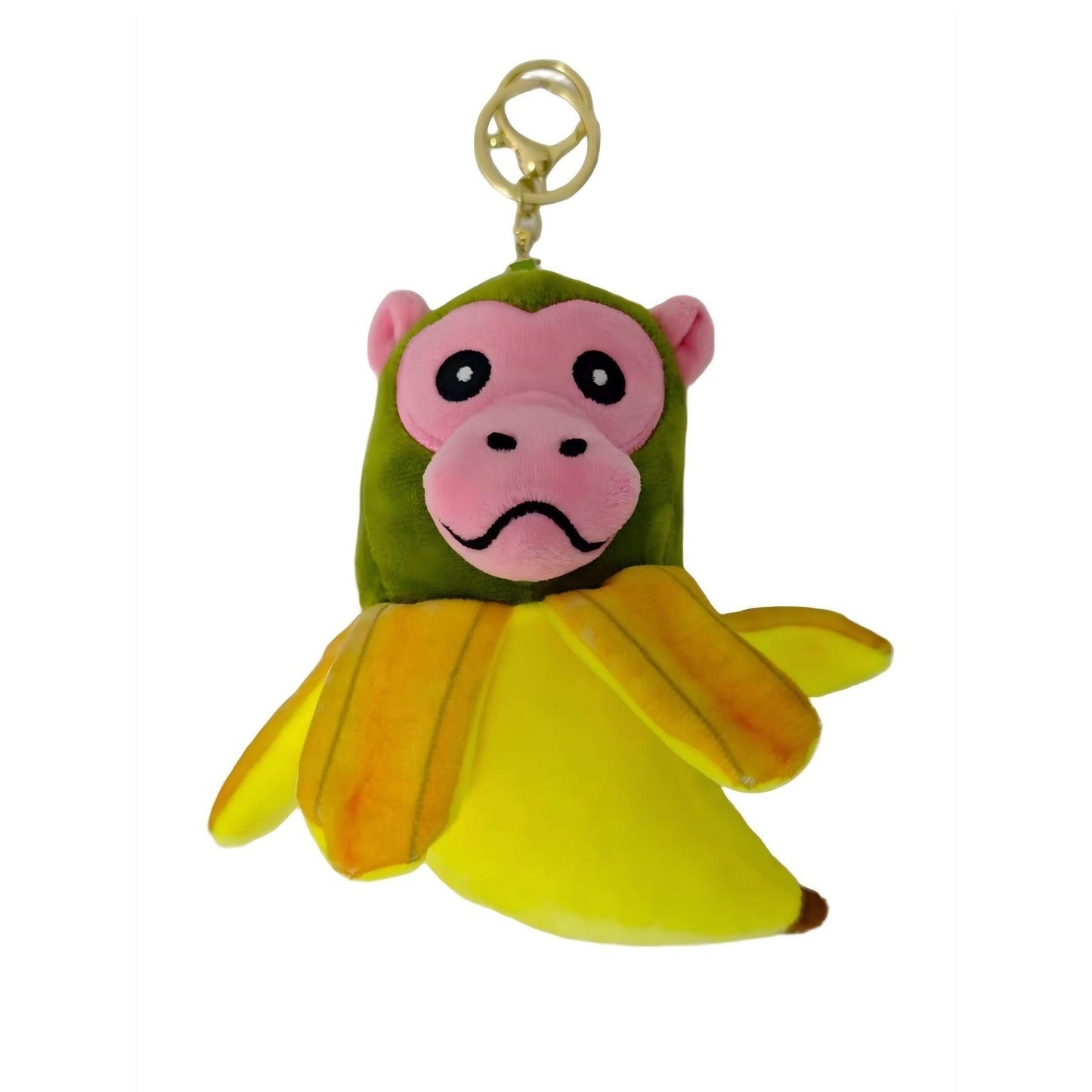 Jucarie Moale de Plus de Tip Breloc, Flippy, Model Italian Brainrot Maimuta Banana Chimpanzini Bananini, 14 x 10 cm, Verde Galben