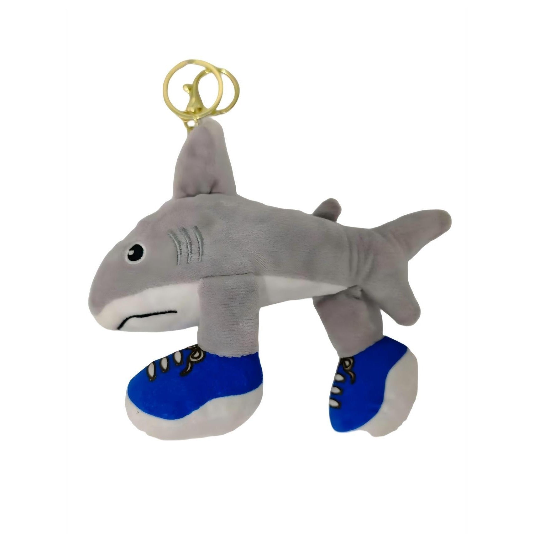 Jucarie Moale de Plus de Tip Breloc, Flippy, Model Italian Brainrot Rechinul cu Picioare Tralalero Tralala, 18 x 14 cm, Gri