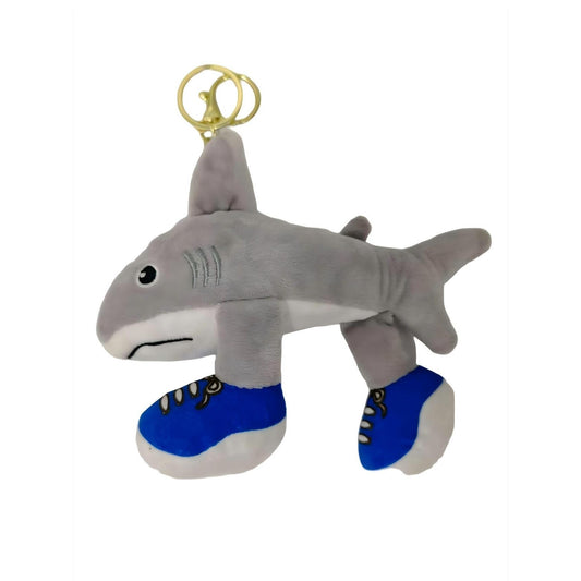 Jucarie Moale de Plus de Tip Breloc, Flippy, Model Italian Brainrot Rechinul cu Picioare Tralalero Tralala, 18 x 14 cm, Gri