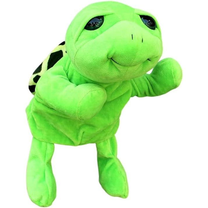 Papusa de Mana pentru Teatru de Papusi, Flippy, din Plus, 25 x 10 x 8 cm, Model Broasca, Verde