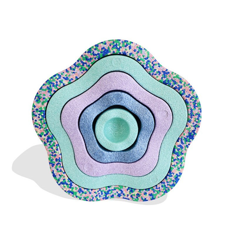 Jucarie Senzoriala de Echilibru, Flippy, Tip Stepping Stones, 5 Piese, din Spuma, pentru Miscare, Sarituri, Prindere, Diametru 28 cm, Model 3, Multicolor