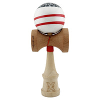 Kendama X CHICANOS Originala, Profesionala, Flippy, Big Cups V2, Super Sticky cu Cupe Mari, Rulment Metalic, din lemn 18 cm, Ata 55 cm, Negru/Alb