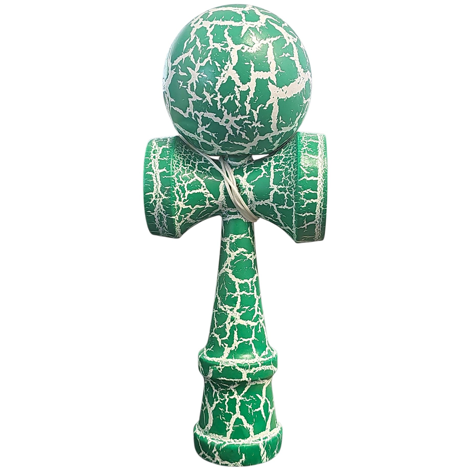 Kendama X Originala, Profesionala, Flippy, Cracked, din Lemn, 18 cm, Verde/Alb