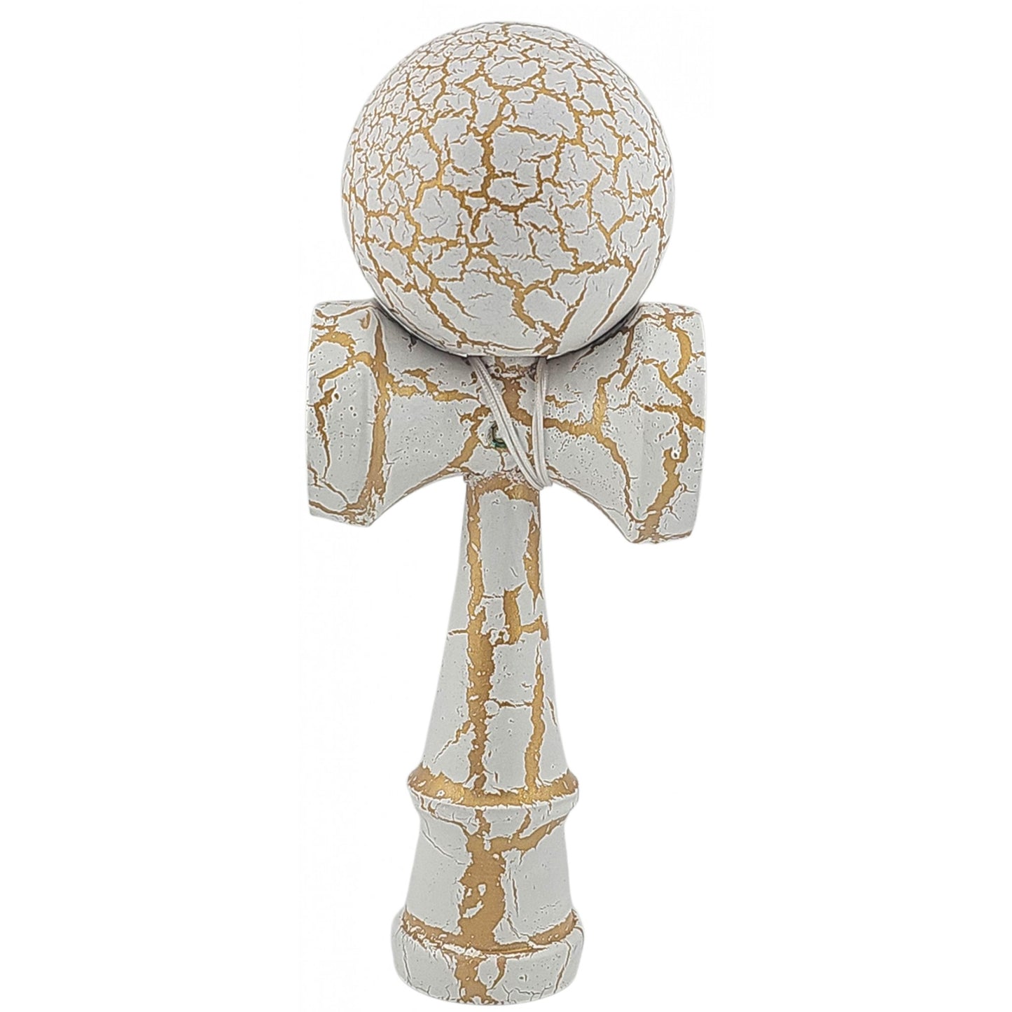 Kendama X Originala, Profesionala, Flippy, Kendama Cracked, din Lemn – 18 cm, Alb/Galben