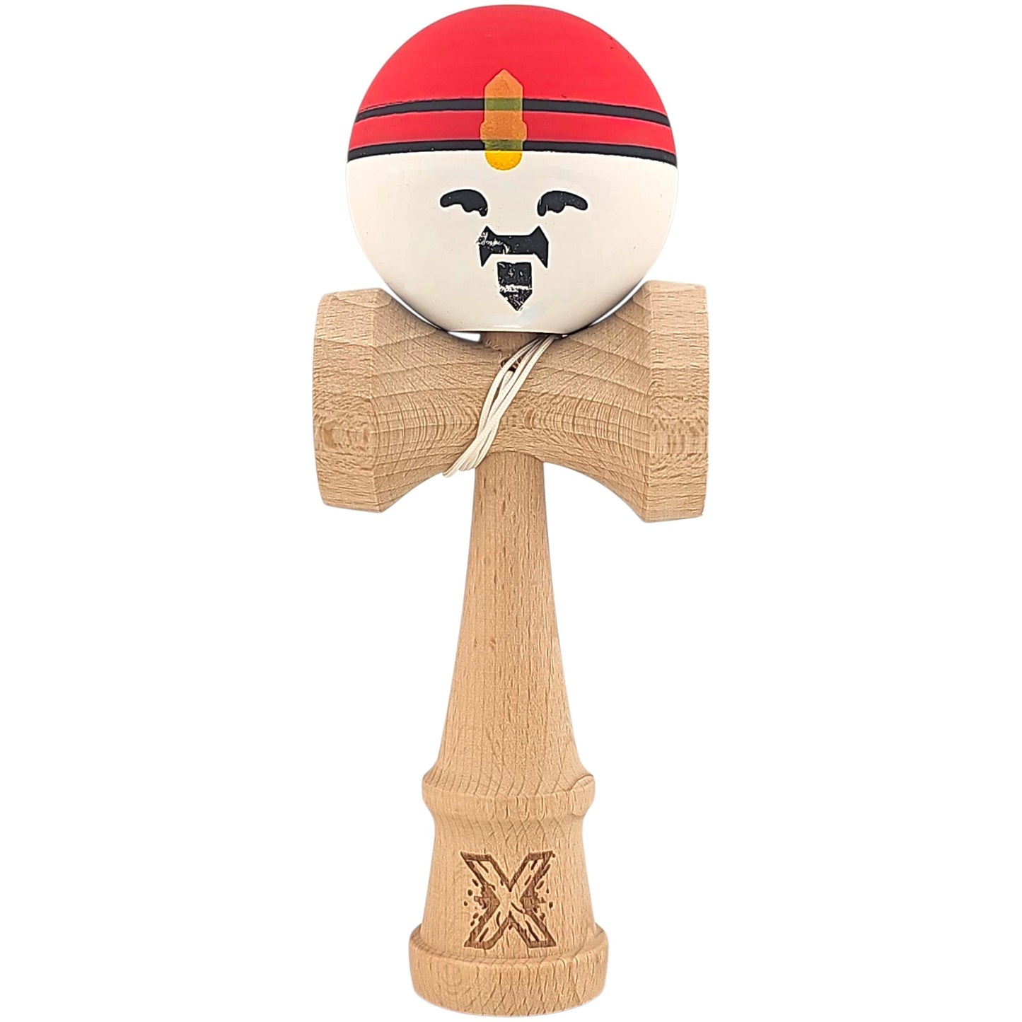 Kendama X Originala, Profesionala, Rege, Flippy, din Lemn, 18 cm, Rosu/Alb/Galben