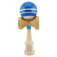 Kendama X Rainbow Originala, Profesionala, Flippy, Big Cups V2, Super Sticky cu Cupe Mari, Rulment Metalic, din lemn 18 cm, Ata 55 cm, Albastru/Maro