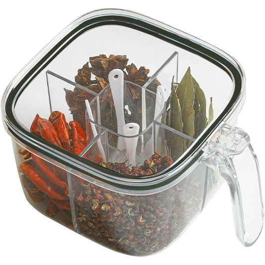 Cutie Depozitare Alimente, Flippy, din Plastic/Silicon, 20 x 10 x 10 cm, 5 Compartimente, Alb/Verde