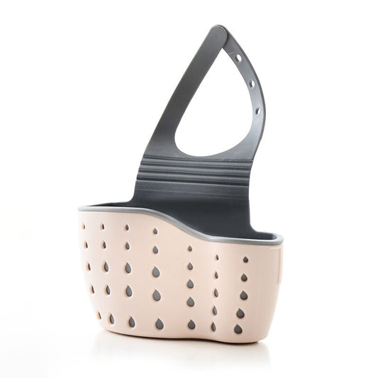 Suport Scurgere pentru Burete si Laveta de Vase Bucatarie, Flippy, Roz, Curea Reglabila, Plastic Flexibil, 15x 5x 21cm