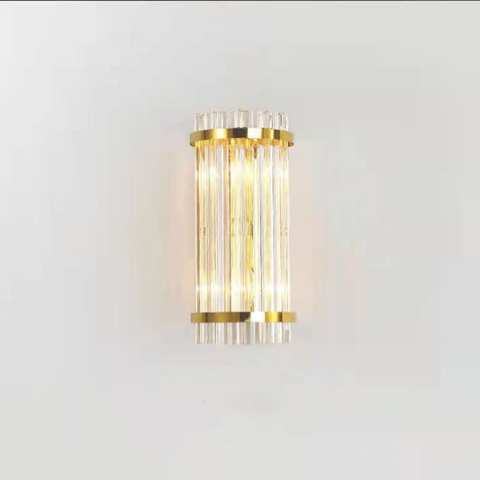 Lampa de Perete in Interior, Flippy, Lampa de Lux pentru Decor de Interior, Corp de Iluminat Tip aplica, din Inox Auriu si Cristal, Lumina Calda Rece Neutra, 35 x 16 cm, Ideal pentru Camere Mici si Medii, Transparent Auriu