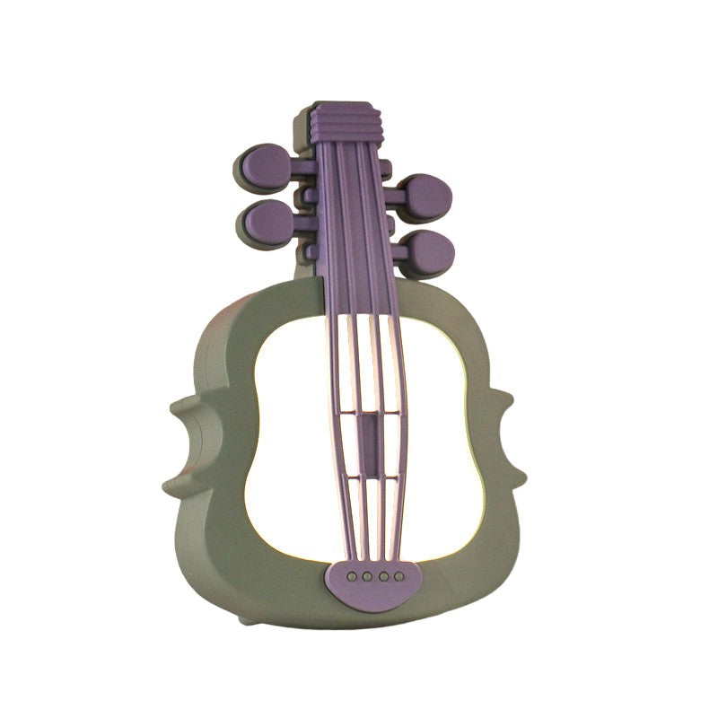 Lampa de Veghe, Flippy, cu Protectie pentru Ochi, Model Violina, Lumina Calda, Incarcare USB, ABS, 14.3x5x9.9 cm, Verde/ Mov