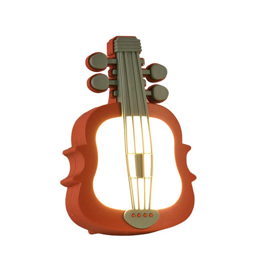 Lampa de Veghe, Flippy, cu Protectie pentru Ochi, Model Violina, Lumina Calda, Incarcare USB, ABS, 14.3x5x9.9 cm, Verde/ Rosu