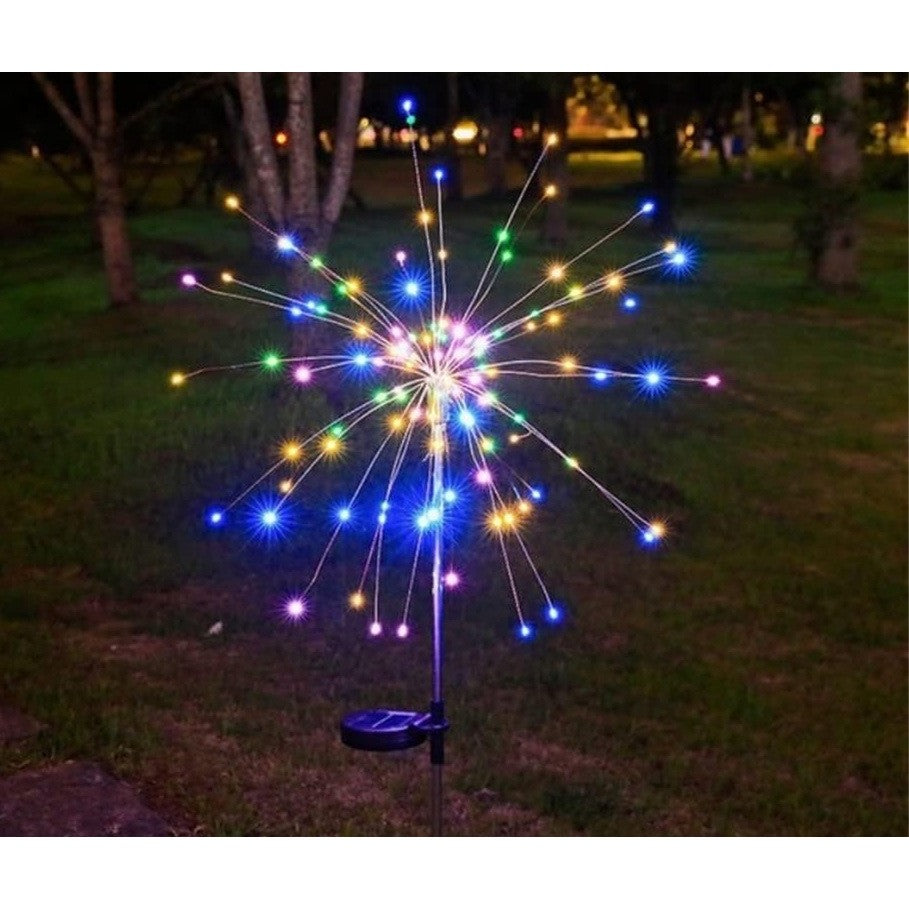 Lampa Solara, Flippy, Decor Gradina, Model Fireworks/Artificii, din Sarma de Cupru, 120 LED-uri, 55W, 90 cm, Multicolor