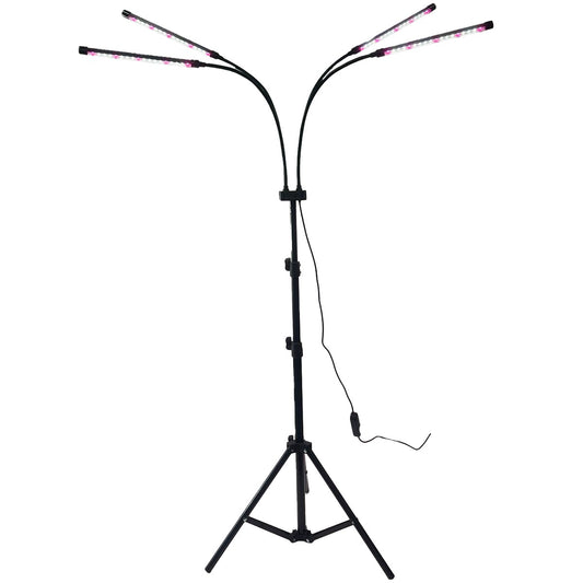 Lampa UV pentru cresterea plantelor, Flippy, 4 capete, putere 30W, 108 LED-uri Lampa cu lumina Ultra-Violet, Lampa cu Picior Ajustabil pana la 2 m, Lumina UV Alb Rece