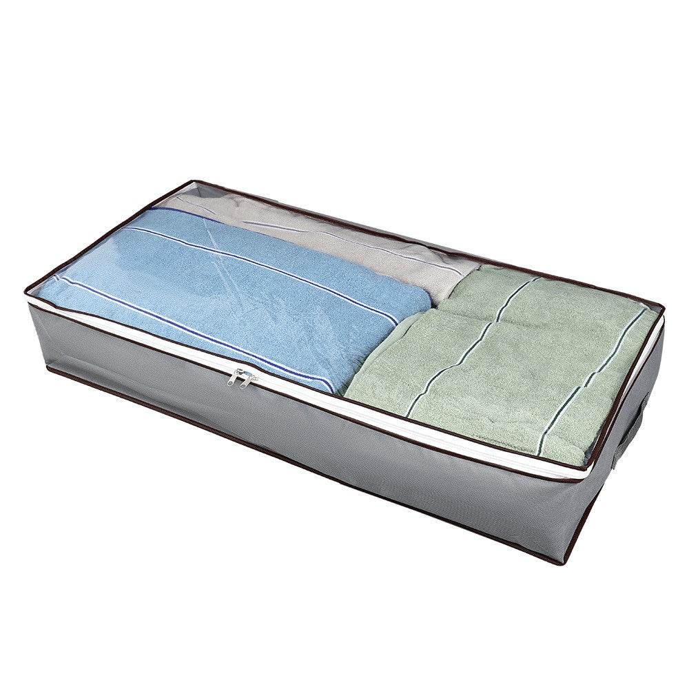 Husa de Depozitare, Flippy, Intrebuintare Multipla, Pliabila, cu Fermoar Bidirectional si Fereastra Deasupra Transparenta, Manere Laterale, Lavabila, 65x45x15 cm, Gri