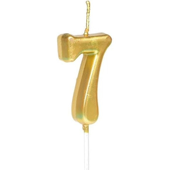 Lumanare de Tort, Flippy, Model Cifra 7, Party, 4.5 x 2.5 cm, din Parafina, Auriu