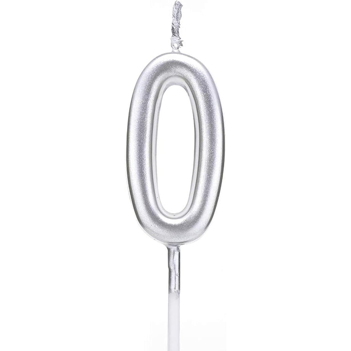 Lumanare de Tort, Flippy, Model Cifra 0, Party, 4.5 x 2.5 cm, din Parafina, Argintiu