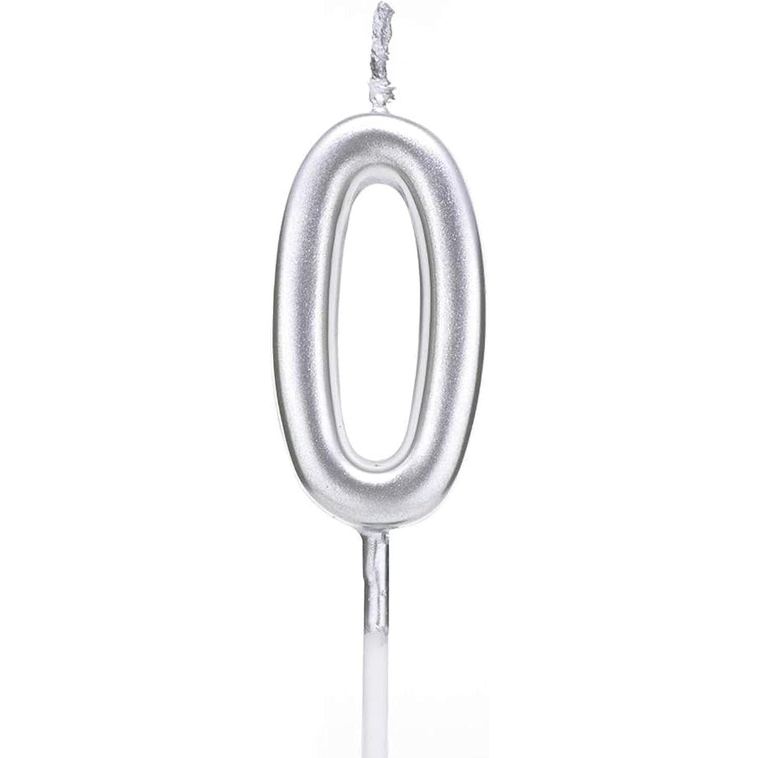 Lumanare de Tort, Flippy, Model Cifra 0, Party, 4.5 x 2.5 cm, din Parafina, Argintiu