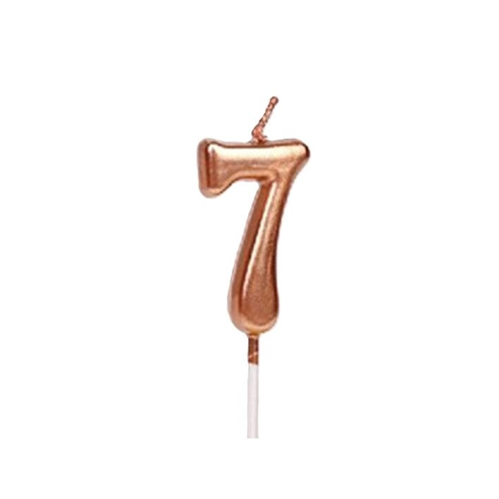 Lumanare de Tort, Flippy, Model Cifra 7, Party, 4.5 x 2.5 cm, din Parafina, Rose Gold