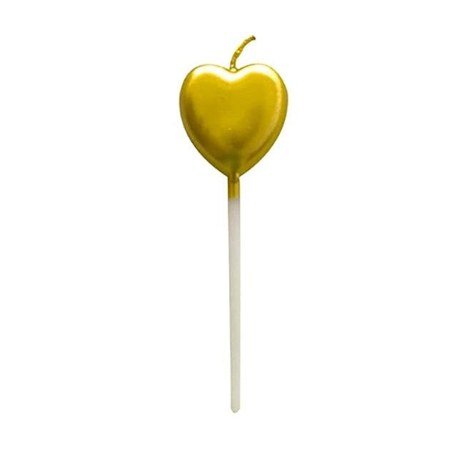 Lumanare de Tort, Flippy, Model Inima, Party, 8.5 x 3 cm, Auriu