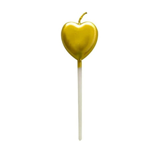 Lumanare de Tort, Flippy, Model Inima, Party, 8.5 x 3 cm, Auriu