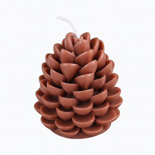 Lumanare Parfumata de Craciun, Flippy, Model Con de Pin, din Ceara de Soia, Cadou Creativ Handmade de Craciun, 7 x 6.5 x 6.5 cm, Maro