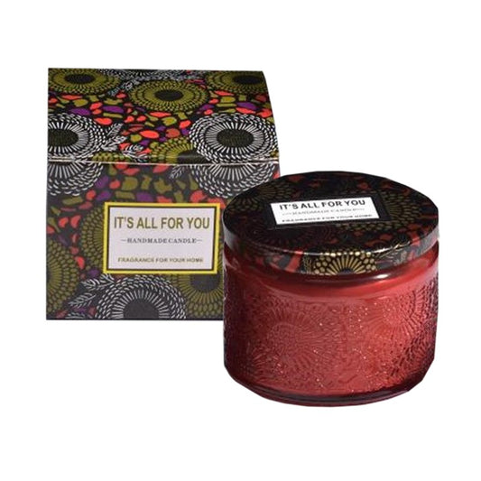 Lumanare Parfumata, Flippy, Model Borcan, Rosu, Aroma de Frezie de pere