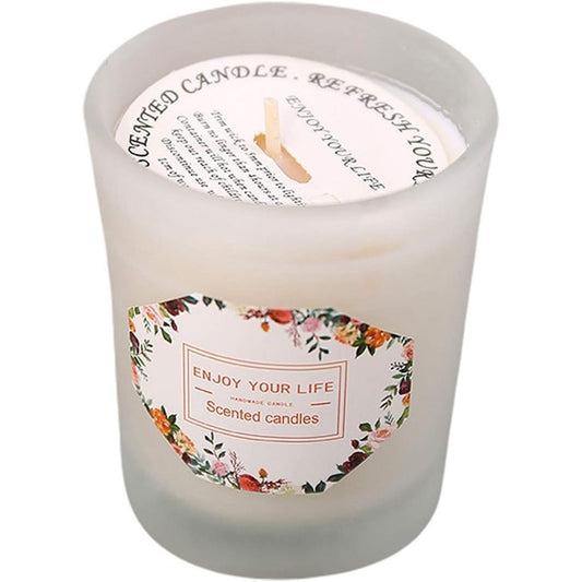 Lumanare Parfumata, Flippy, Model Pahar Alb Transparent, Aroma de Frezie/Para, din Ceara de Soia, 6.2 x 5.2 cm, Alb