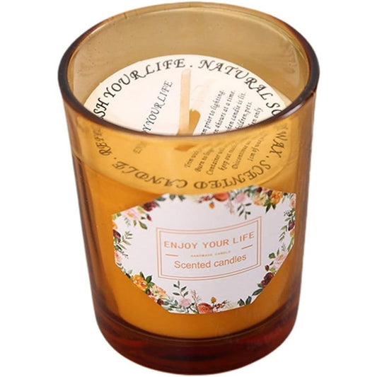 Lumanare Parfumata, Flippy, Model Pahar Maro, Aroma de Rodie si Crin, din Ceara de Soia, 6.2 x 5.2 cm, Maro