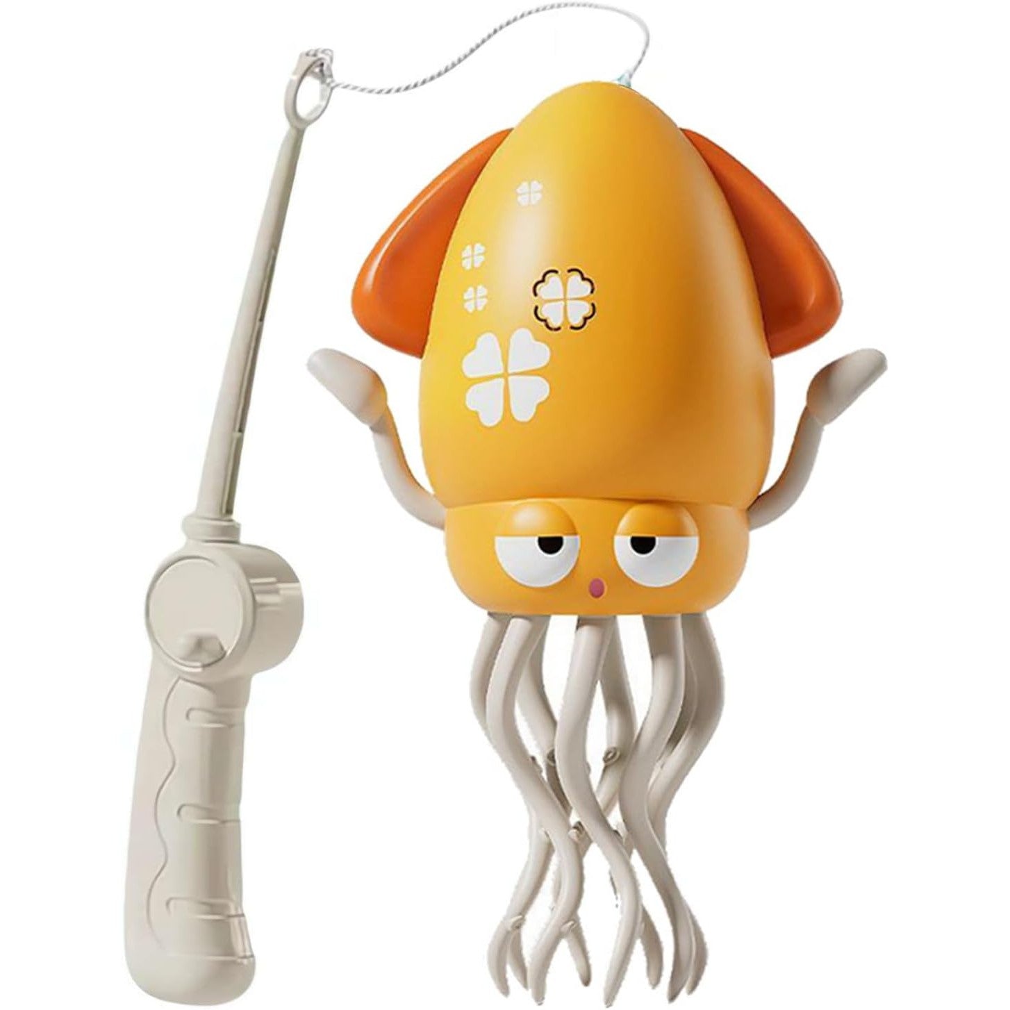 Caracatita Dansatoare, Flippy, +3 Ani, 3 Moduri, din ABS, Incarcare USB, cu Undita Inclusa, 12.6 x 7.6 x 20.7 cm, Galben