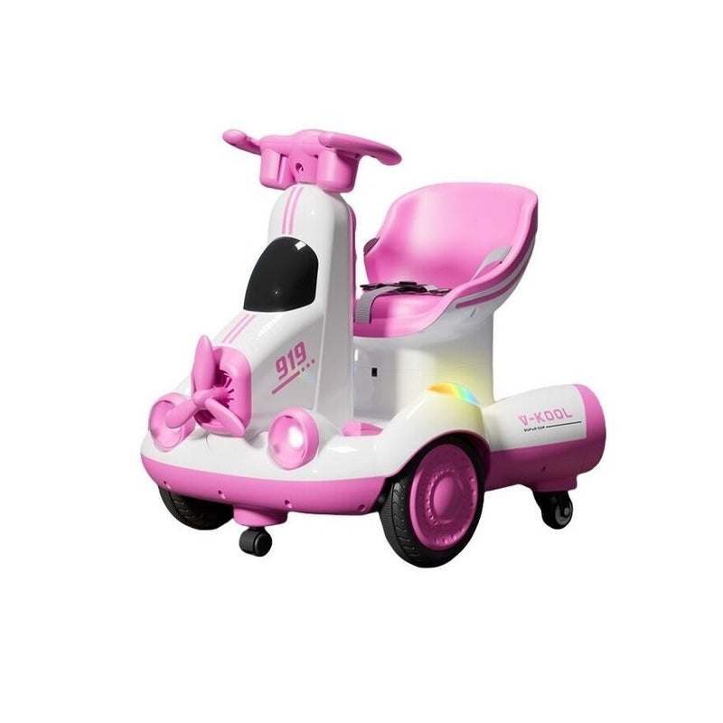 Masinuta Electrica, Flippy, pe 4 Roti, cu Telecomanda, Lumini Led si Muzica, +2 ani, Inaltime Reglabila, Roz