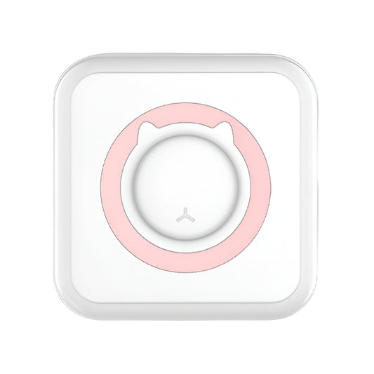 Mini Imprimanta Foto Portabila, Flippy, 5 Role de Hartie Termica, 5 Role Autocolante, 3 Role Colorate, Pixuri, Incarcare USB, Model Pisica, Alb Roz