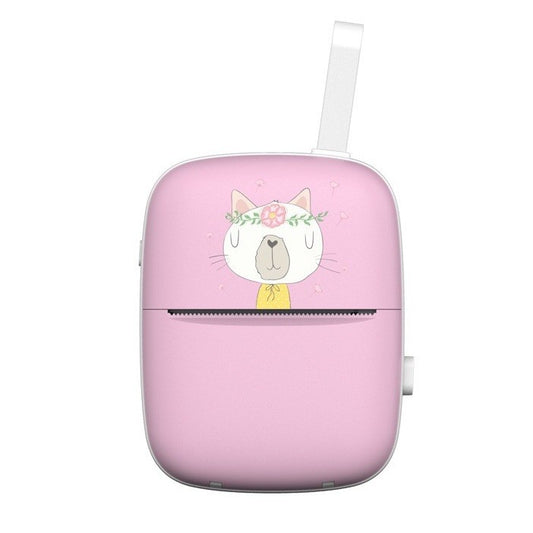 Mini Imprimanta Foto Portabila, Flippy, Incarcare USB, Bluetooth, Model Pisica, Print Alb-Negru, Roz