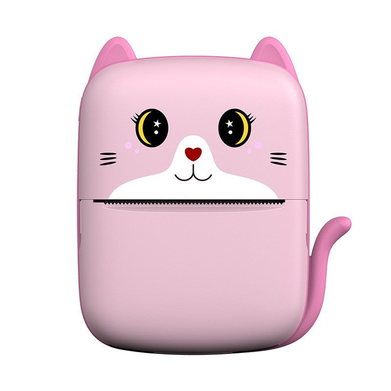 Mini Imprimanta Foto Portabila, Flippy, Incarcare USB, Bluetooth, Model Pisicuta, Print Alb-Negru, Roz