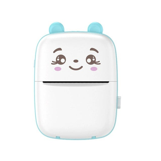 Mini Imprimanta Foto Portabila, Flippy, Incarcare USB, Bluetooth, Model Ursulet, 12 x 9 x 5 cm, Alb Albastru