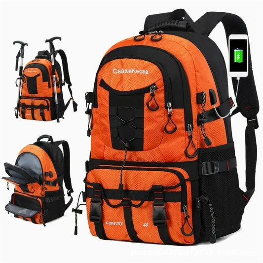 Rucsac Multifunctional de Alpinism, Flippy, Capacitate 36-55 L, de Calatorie, Impermeabil, Slot USB Incarcare Telefon, Bretele Reglabile, 52 x 34 x 19 cm, Portocaliu