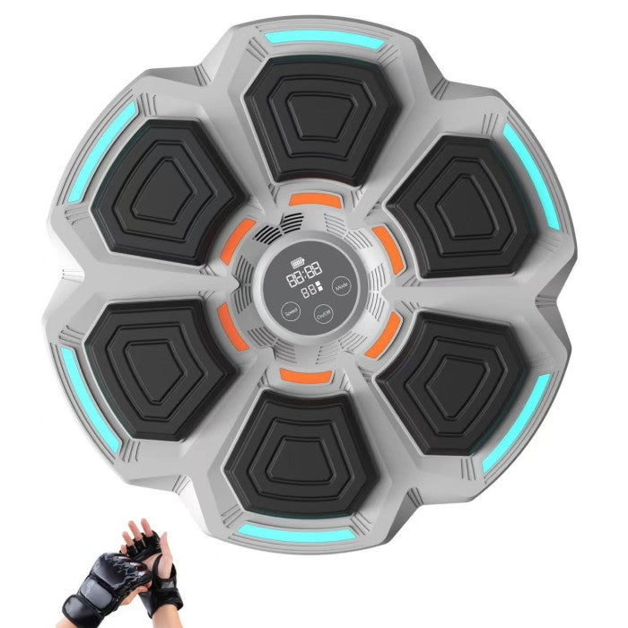 Tinta Lovituri Box Montabil pe Perete, Flippy, Gri, Difuzor, Bluetooth, Iluminare LED, 41.5 x 6.5 x 42 cm, Manusi Incluse