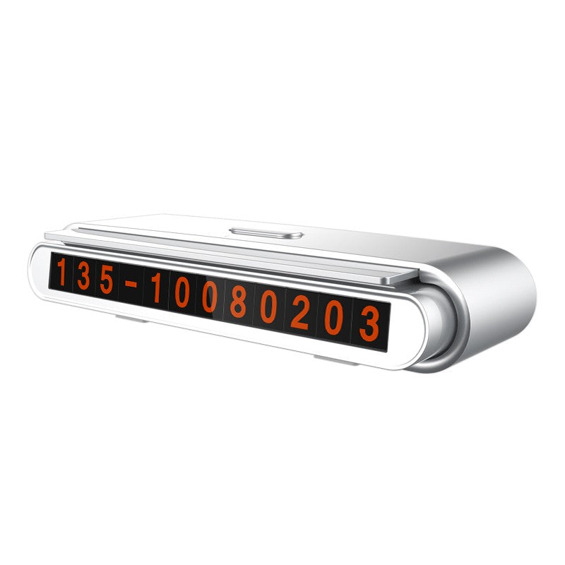 Suport Numar de Telefon pentru Parcare Auto, Flippy, Suport pentru Numarul detelefon, Banda glisanta pentru Ascundere, Banda Adeziva Inclusa, 120 x 48 x 24 mm, Cifre Rosii, Gri deschis