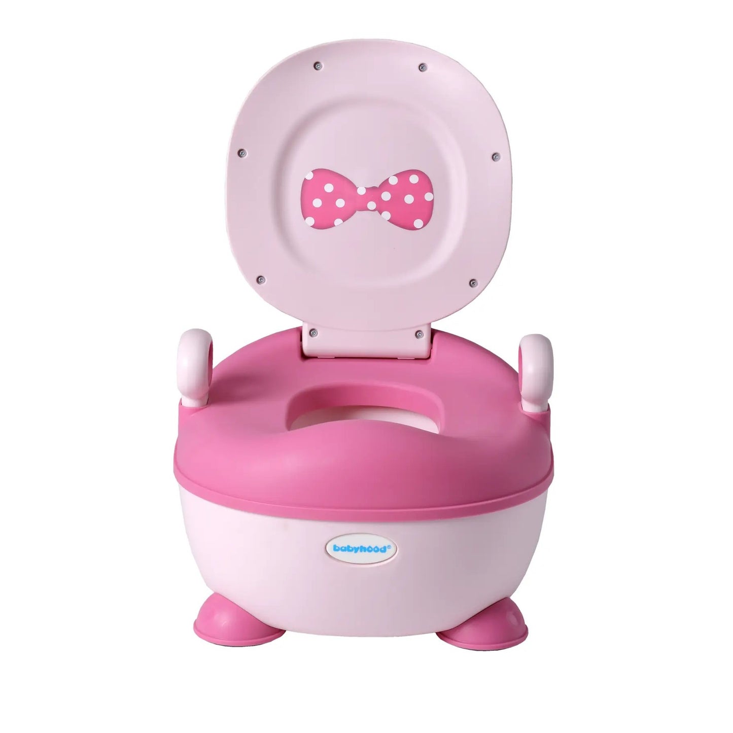 Olita pentru Copii, Flippy, +1an, Portabila, Design cu Fundita, cu Capac, Model Prietenos, Non-Toxic, Compartiment Detasabil, cu Manere, cu 4 Picioare, Usor de Curatat, 46*33*32 cm, Roz