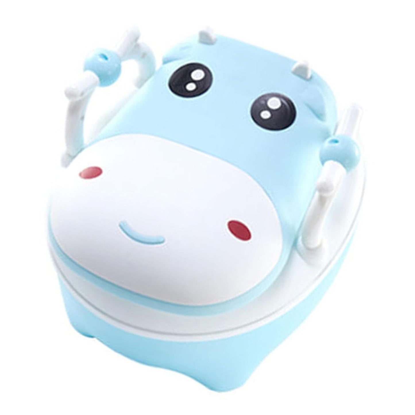 Olita pentru Copii, Flippy, +1an, Portabila, Design Vacuta cu Capac, Model Prietenos, Non-Toxic, cu Manere, Compartiment Detasabil, Perie Inclusa, Usor de Curatat, Albastru