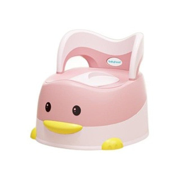 Olita pentru Copii, Flippy, +6 luni, Detasabila, cu Capac, Antiderapanta, din Plastic, Colac Moale, Model Ratusca, 38x32x30 cm. Roz