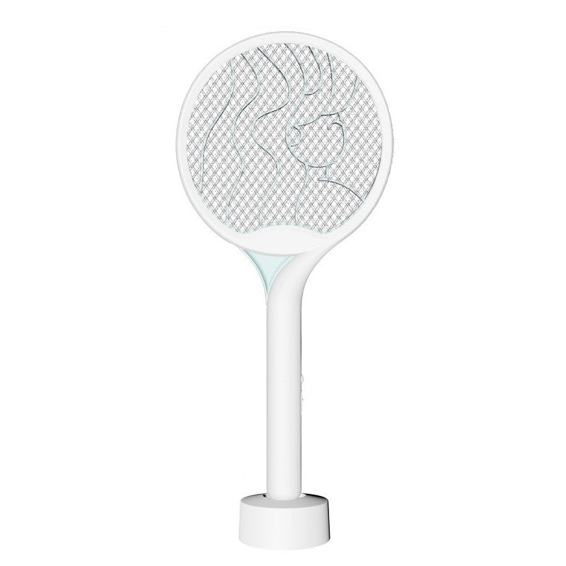 Paleta Electrica pentru Tantari, Muste si Tantari 2in1, Flippy, Reincarcabila, Incarcare USB, 2600V, Plastic, Casa si Gradina, Anti-insecte, Stand, 23x51 cm, Alb