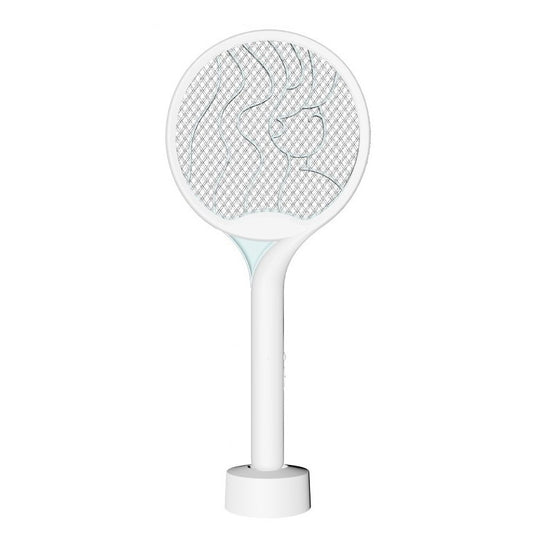 Paleta Electrica pentru Tantari, Muste si Tantari 2in1, Flippy, Reincarcabila, Incarcare USB, 2600V, Plastic, Casa si Gradina, Anti-insecte, Stand, 23x51 cm, Alb