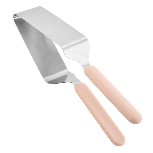 Paleta pentru Taiat si Servit Prajituri, Flippy, Otel Inoxidabil, Maner Usor de Prins, Divizor Triunghiular, 27 x 12 cm, Roz